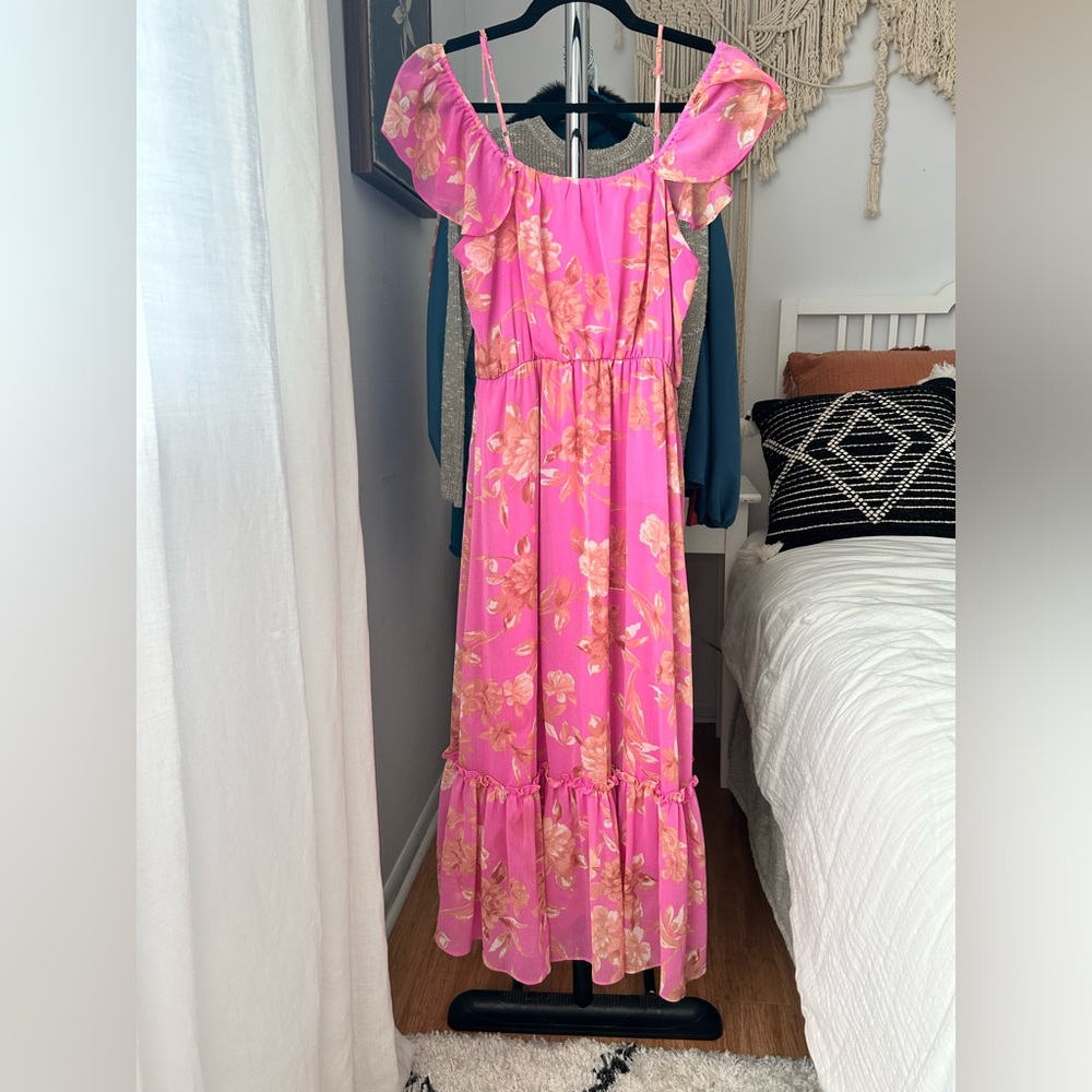 Baltic Born Pink Floral Midi Dress